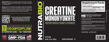 Load image into Gallery viewer, NutraBio - Creatine Monohydrate Powder 300 Grams
