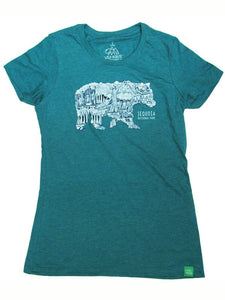 Sequoia Parks Bear Sketch T-Shirt - Womens Teal